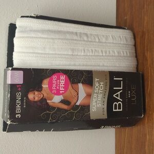 6/M Bali Luxe Cotton Poly Bikini Panties Bonus 4pk White nwt